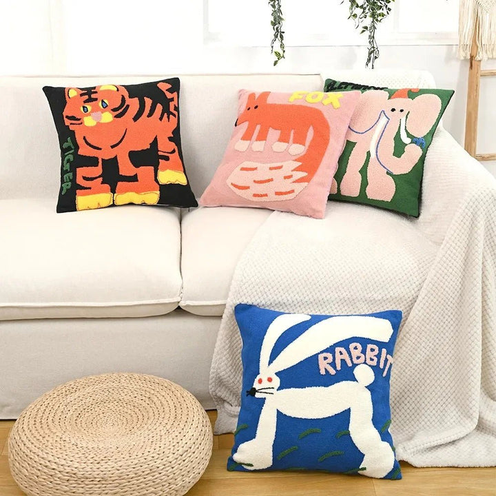 Soft Cushion Cover with Animal Motif - Cushion Cover - Rabbit - Seravelle Home