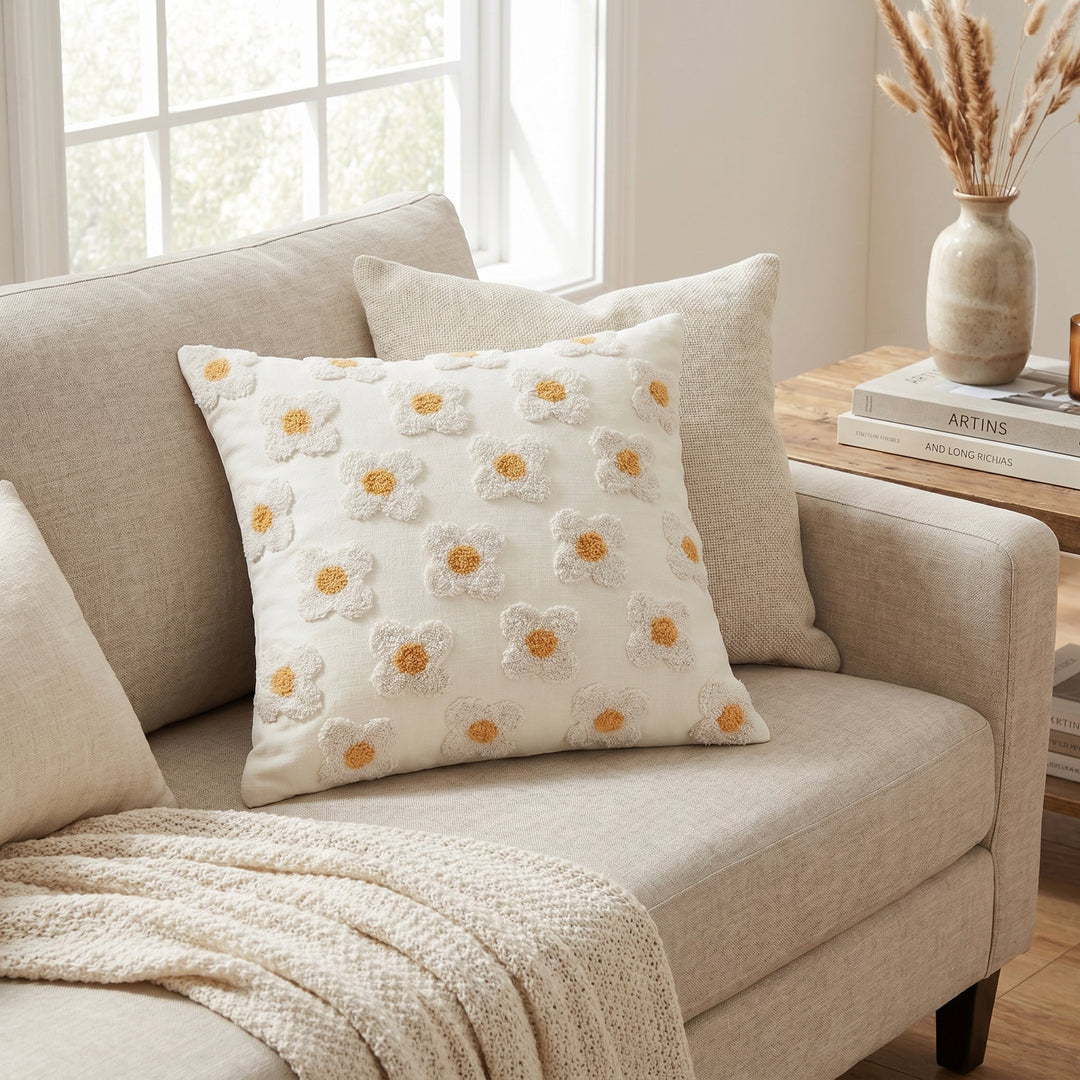 Soft Cushion Covers with Floral Pattern - Cushion Covers - Purple - Seravelle Home