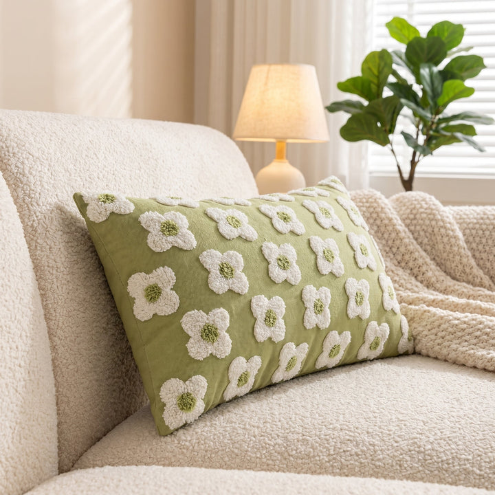 Soft Cushion Covers with Floral Pattern - Cushion Covers - Green - Seravelle Home