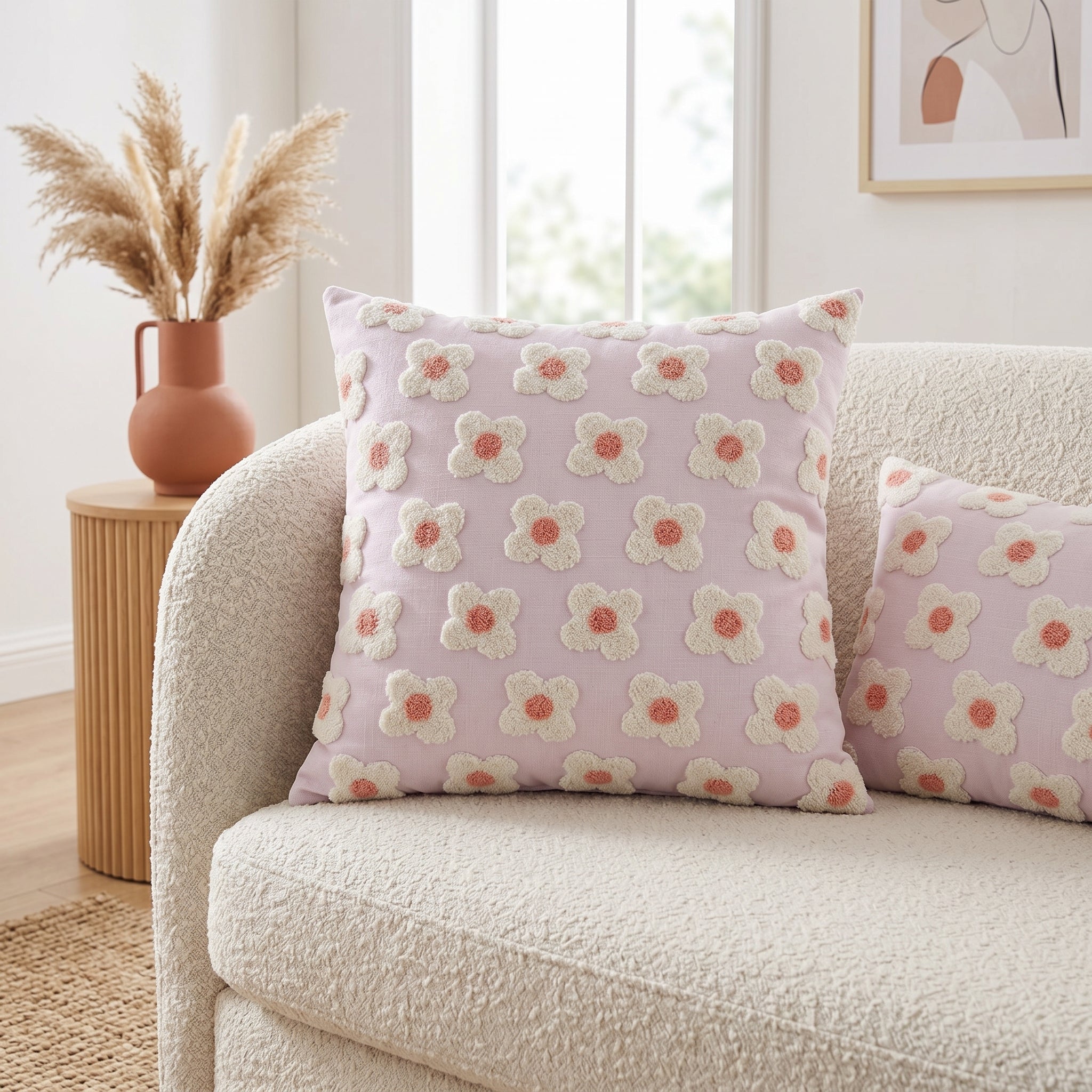 Soft Cushion Covers with Floral Pattern - Cushion Covers - Purple - Seravelle Home