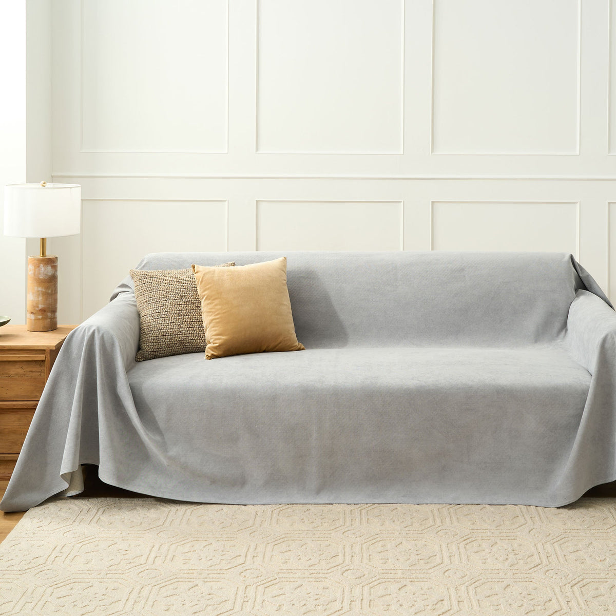 Soft Draped Sofa Throw Cover for Lounges and Couches - Slipcovers - Grey - Seravelle Home