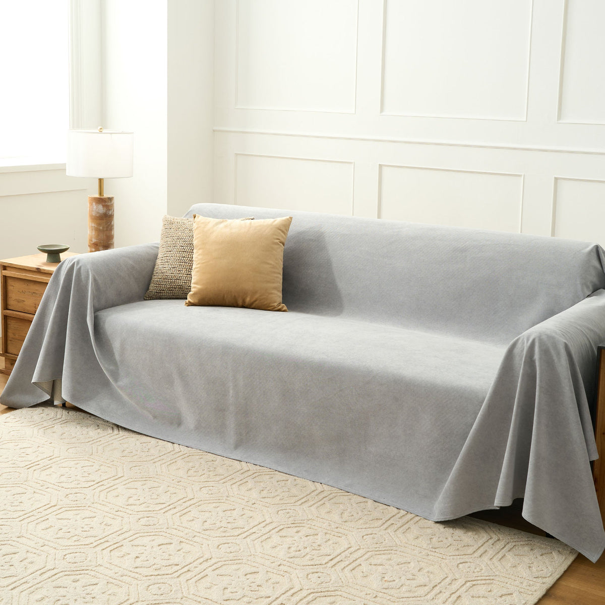 Soft Draped Sofa Throw Cover for Lounges and Couches - Slipcovers - Grey - Seravelle Home
