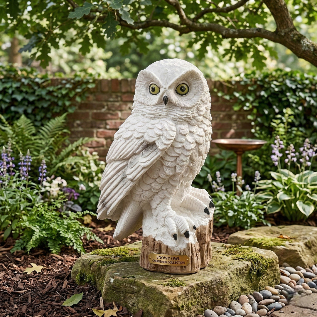 Solar Garden Light Owl with Realistic Design - Garden Light - White - Seravelle Home