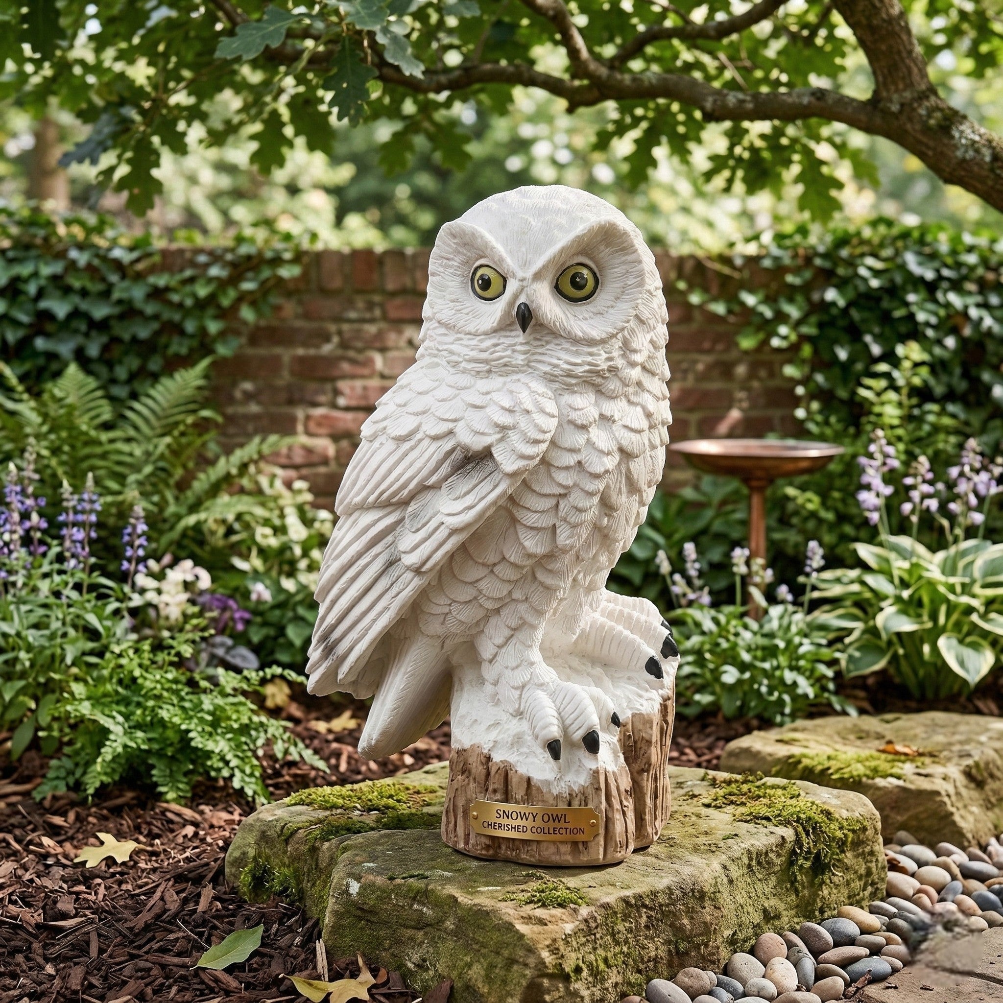 Solar Garden Light Owl with Realistic Design - Garden Light - White - Seravelle Home