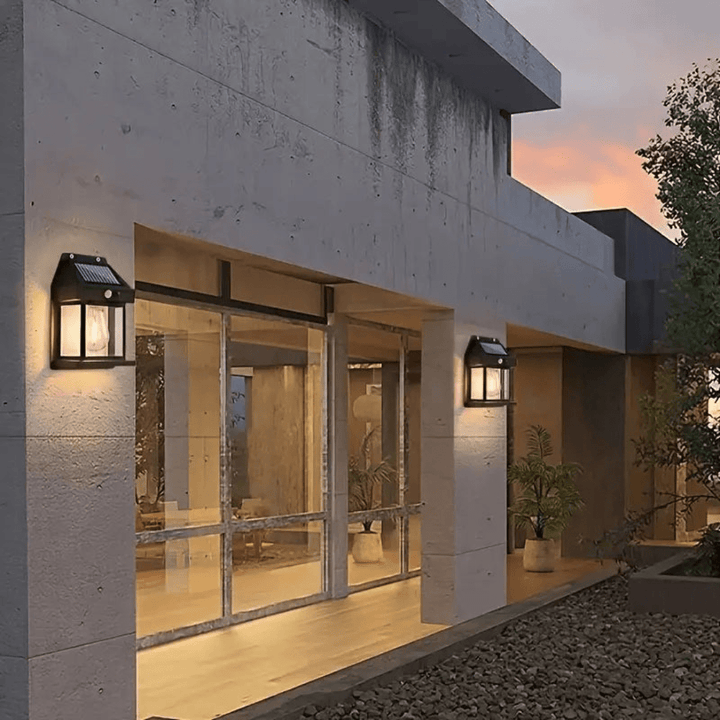 Solar Wall Light for Outdoors with Integrated Motion Sensor - Solar wall light - Black - Seravelle Home