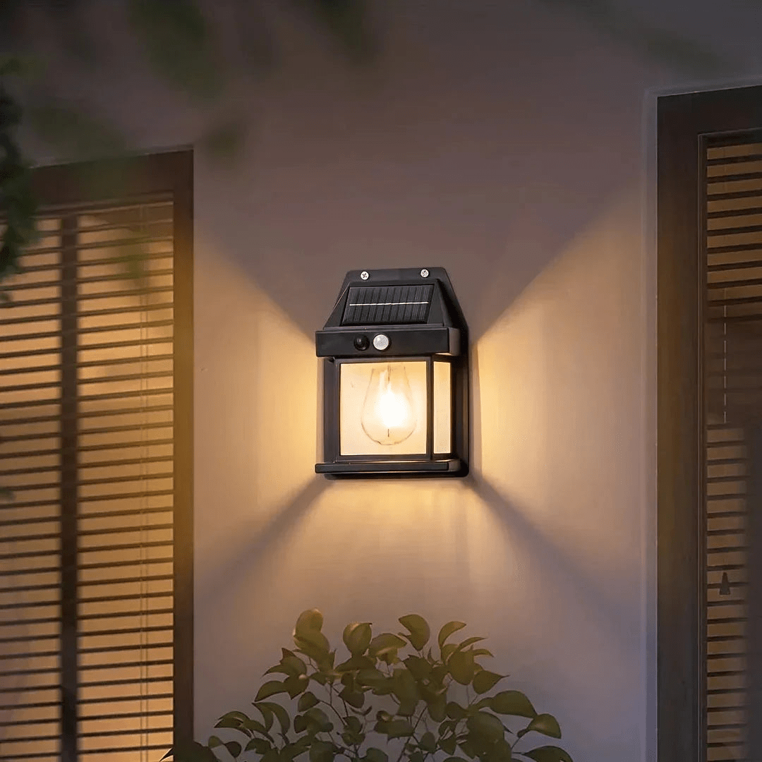 Solar Wall Light for Outdoors with Integrated Motion Sensor - Solar wall light - Black - Seravelle Home