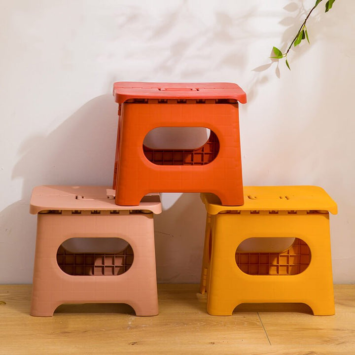 Stable Folding Stool with Handle - Folding Stool - Red - Seravelle Home