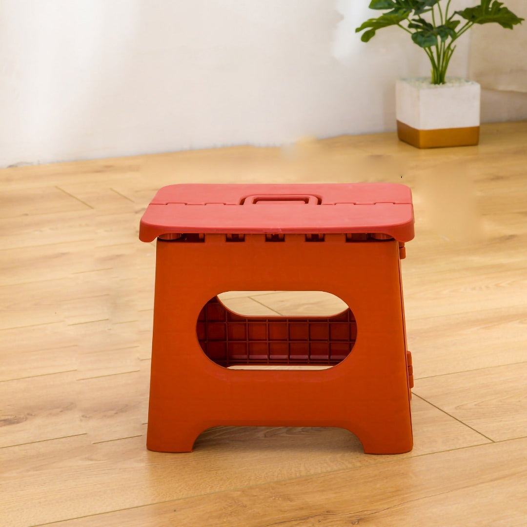Stable Folding Stool with Handle - Folding Stool - Red - Seravelle Home