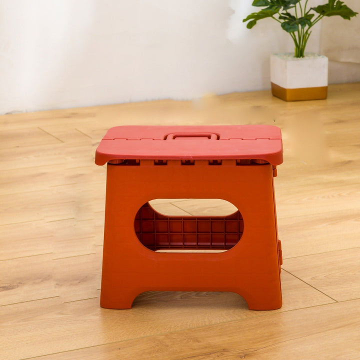 Stable Folding Stool with Handle - Folding Stool - Red - Seravelle Home