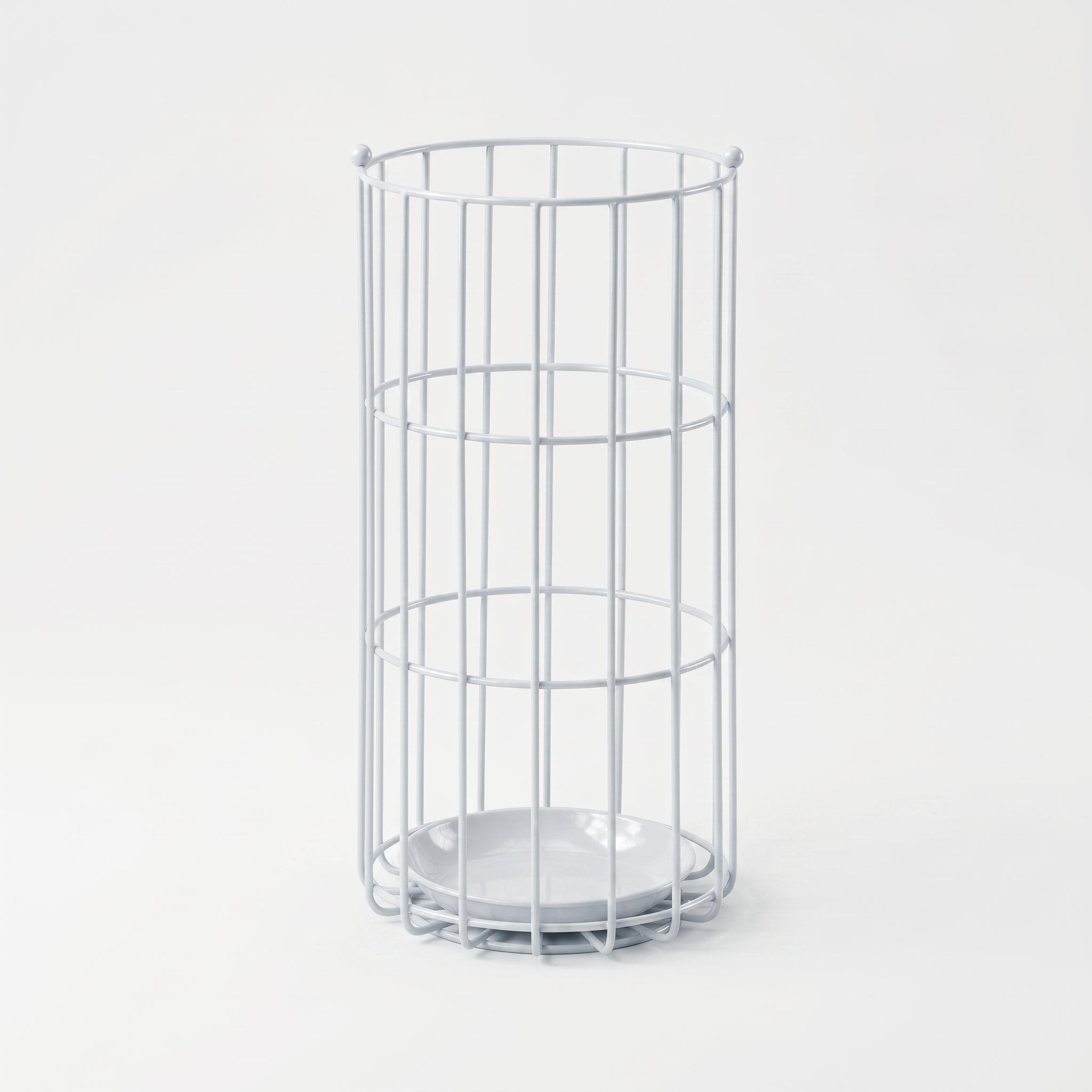 Stainless Steel Umbrella Stand with Open Cage Frame - Umbrella Stands & Racks - White - Seravelle Home