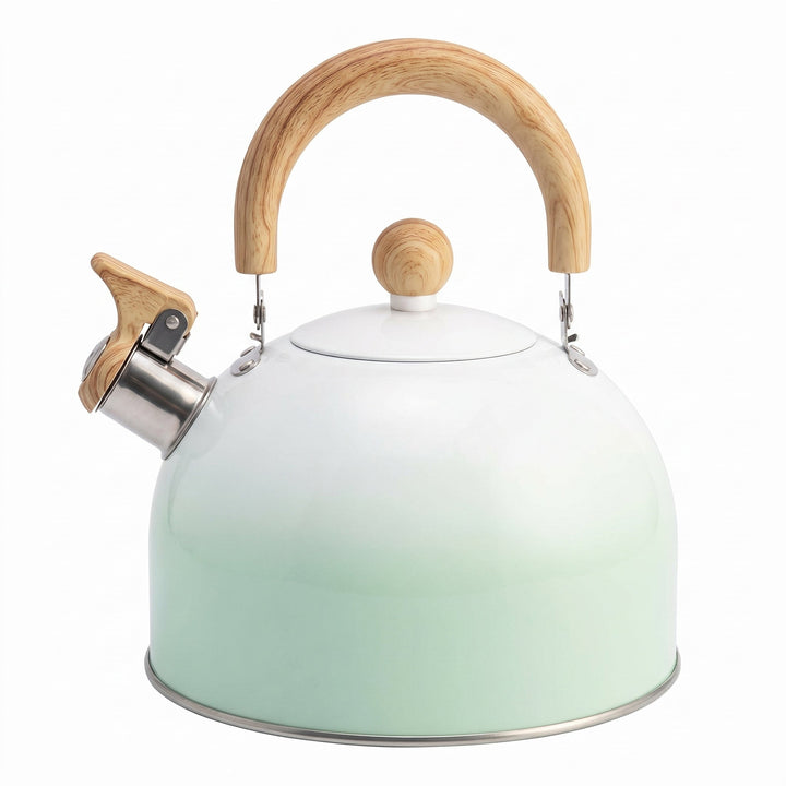 Stainless Steel Whistling Kettle with Wooden Handle - Kettle - Mint Green - Seravelle Home