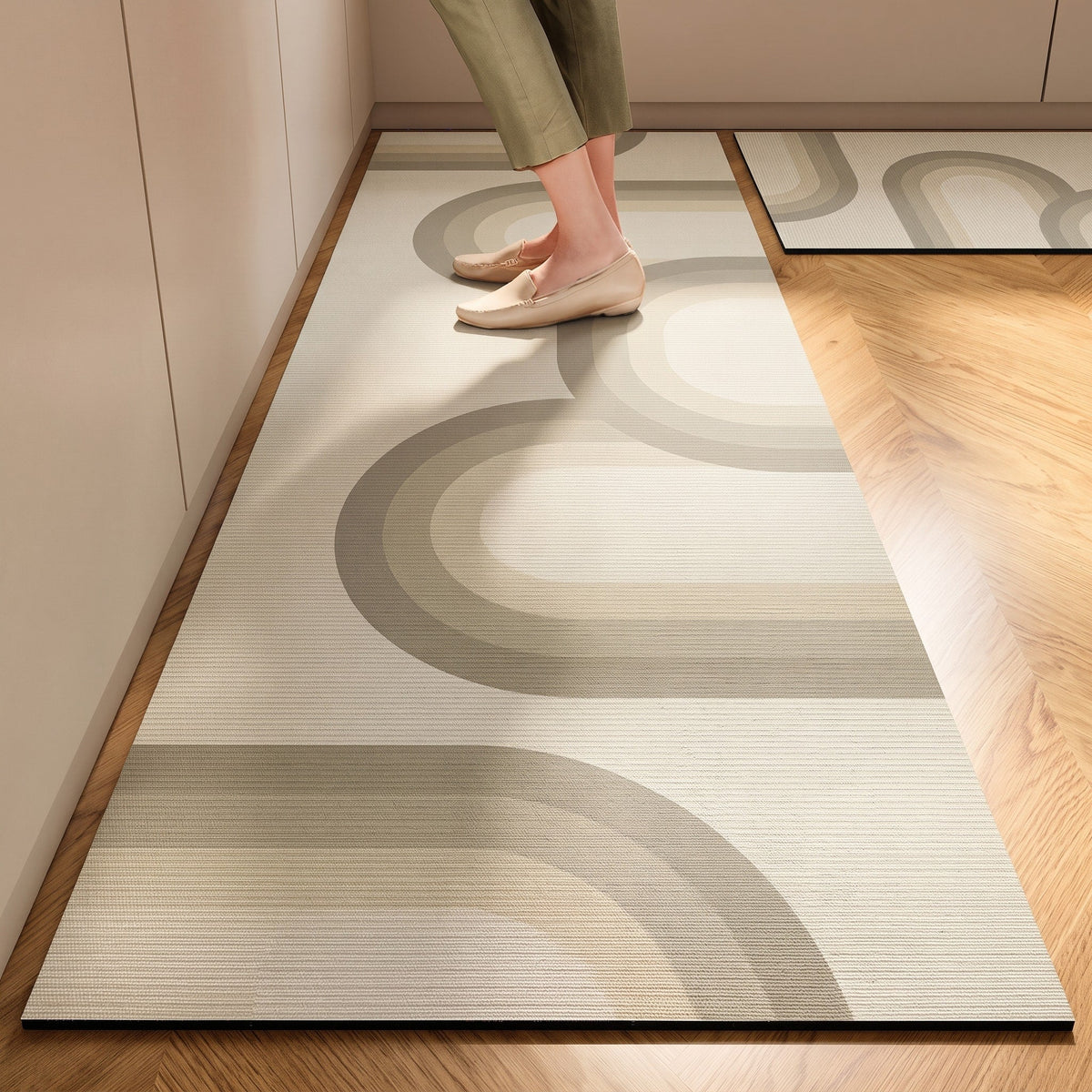 Striped Non-Slip Kitchen Runner Mat with Cushioned Comfort - Rugs - Wave - Seravelle Home