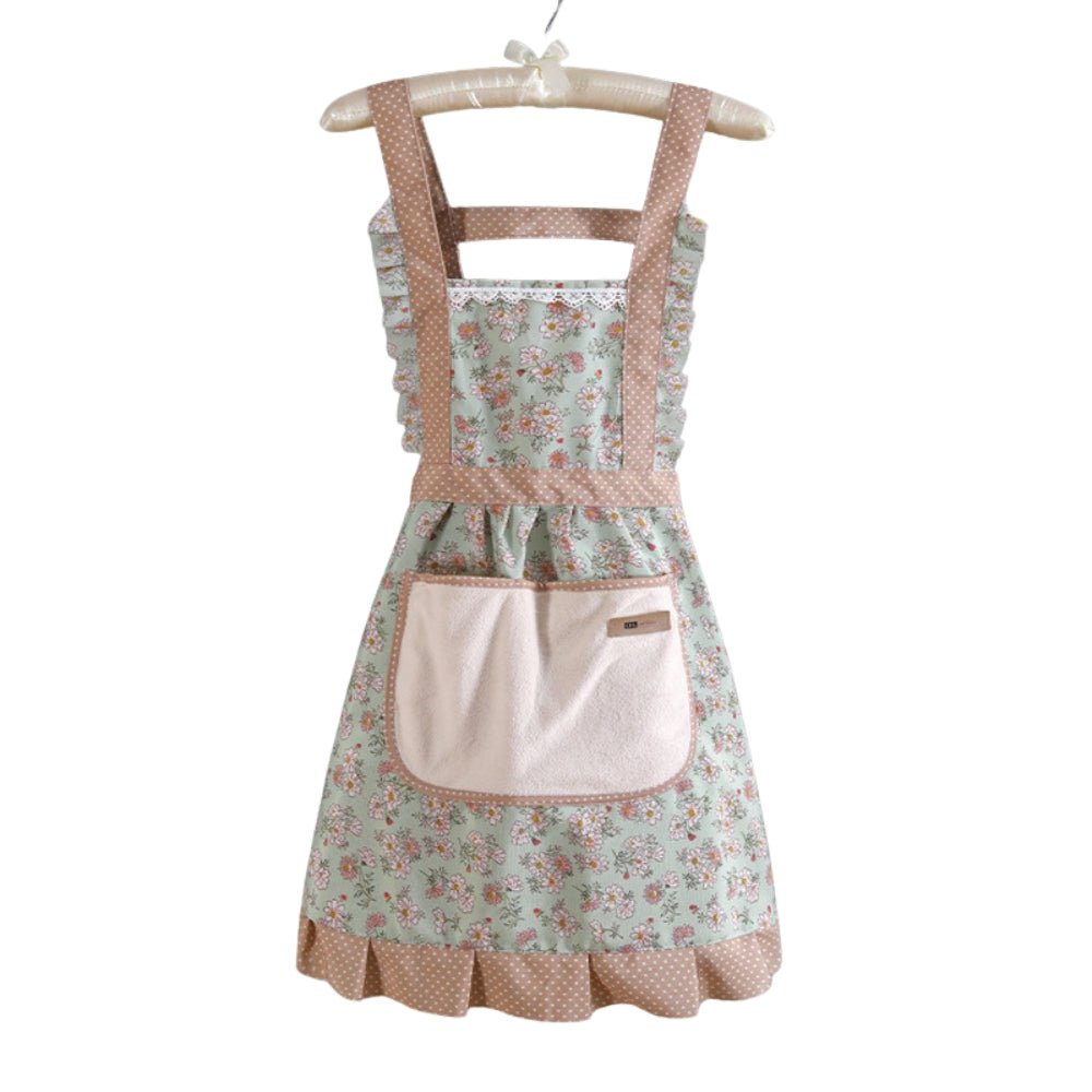Cotton Kitchen Apron – With Floral Pattern and Water-Repellent Surface
