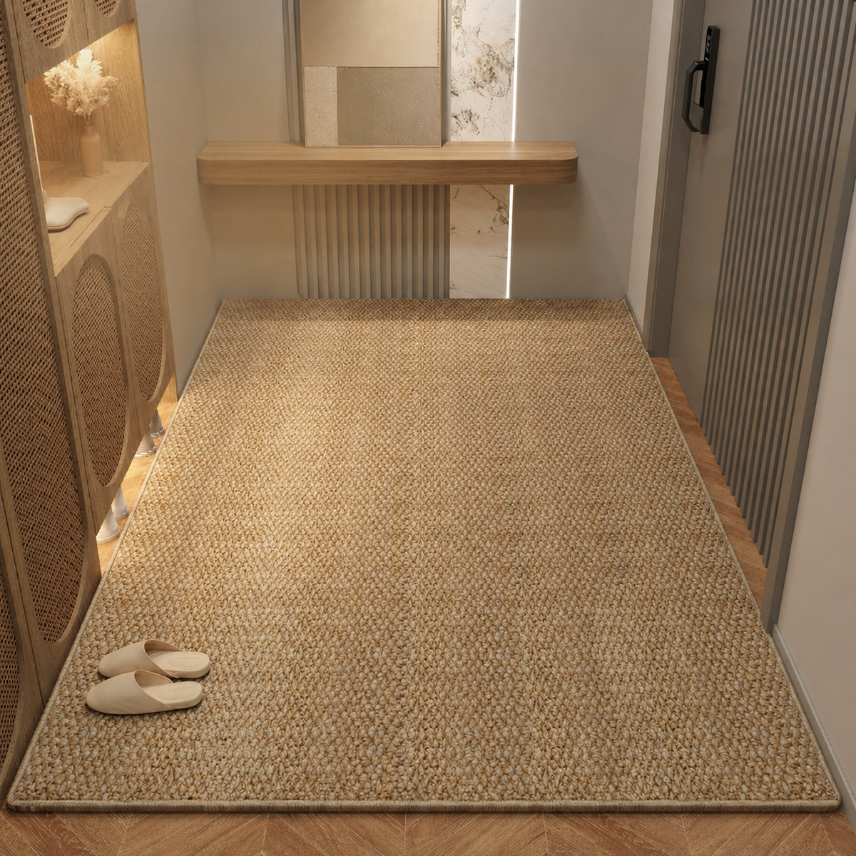 Woven Jute-Look Entrance Rug for Hallway and Living Room