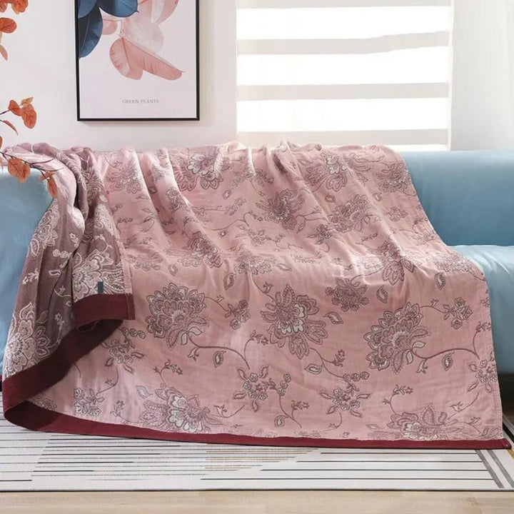 Throw Blanket with Floral Pattern - Blankets - Pink - Seravelle Home