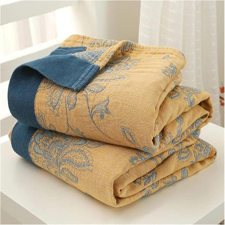 Throw Blanket with Floral Pattern - Blankets - Yellow - Seravelle Home