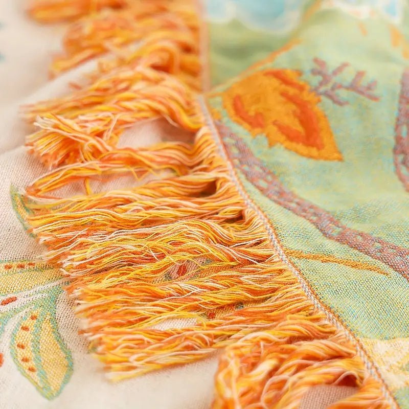Throw Blanket with Floral Pattern in Boho Style - Blanket - 150x200 cm - Seravelle Home