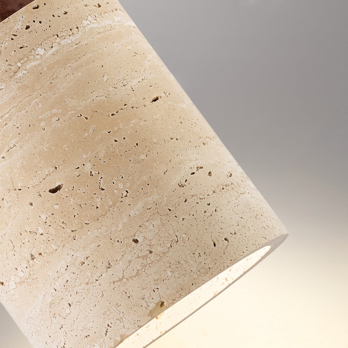 Travertine Pendant Light with Wood Cap Detail - Pendant Light Fixtures - Walnut - Seravelle Home