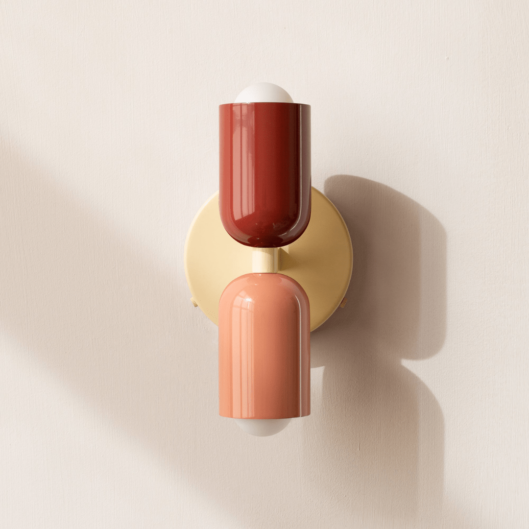 Two-Light Cylinder Wall Sconce for Modern Interiors - Wall Light Fixtures - Beige-Green-Green - Seravelle Home