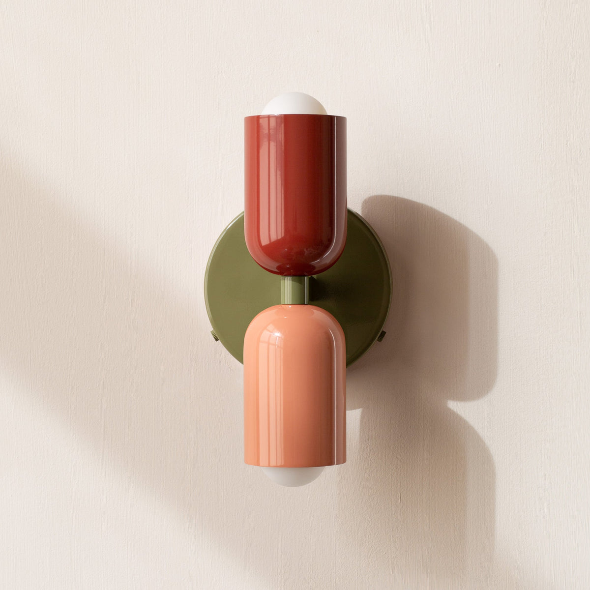 Two-Light Cylinder Wall Sconce for Modern Interiors - Wall Light Fixtures - Peach-Beige - Seravelle Home