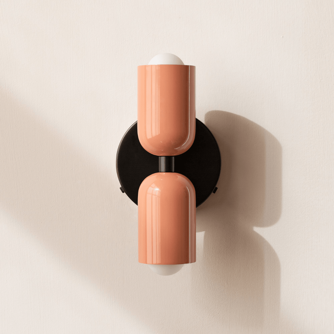 Two-Light Cylinder Wall Sconce for Modern Interiors - Wall Light Fixtures - Red-Beige - Seravelle Home