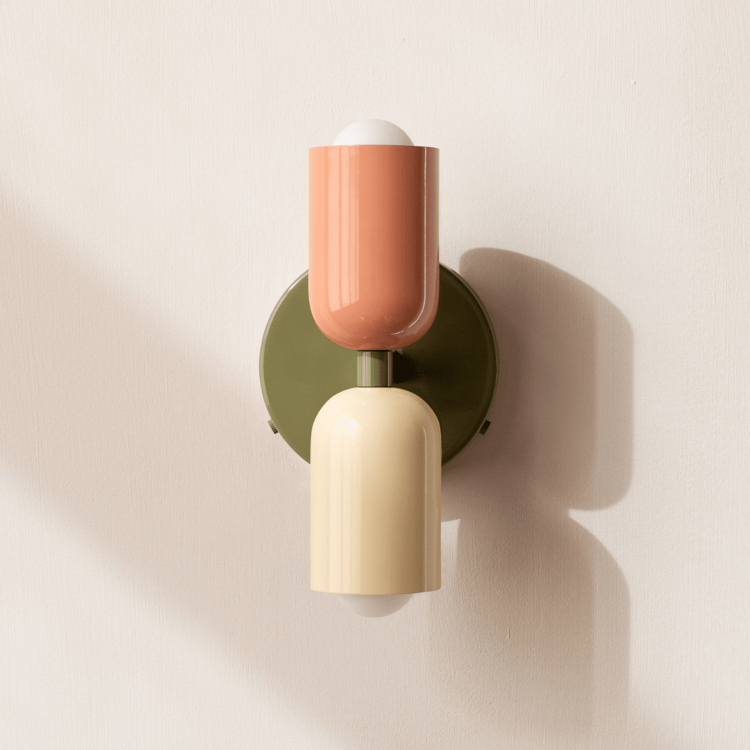 Two-Light Cylinder Wall Sconce for Modern Interiors - Wall Light Fixtures - Red-Black - Seravelle Home