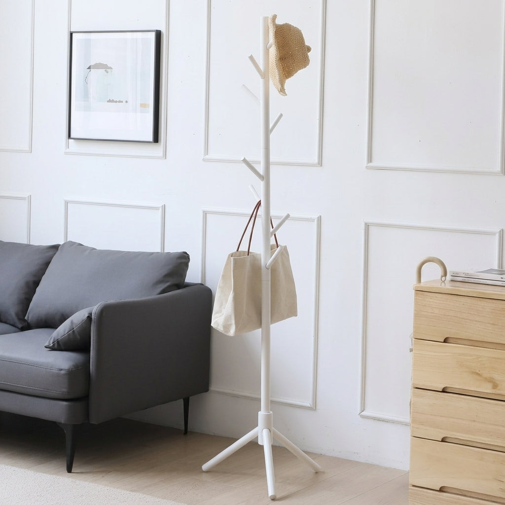 Freestanding Coat Rack with Branch-Shaped Hooks