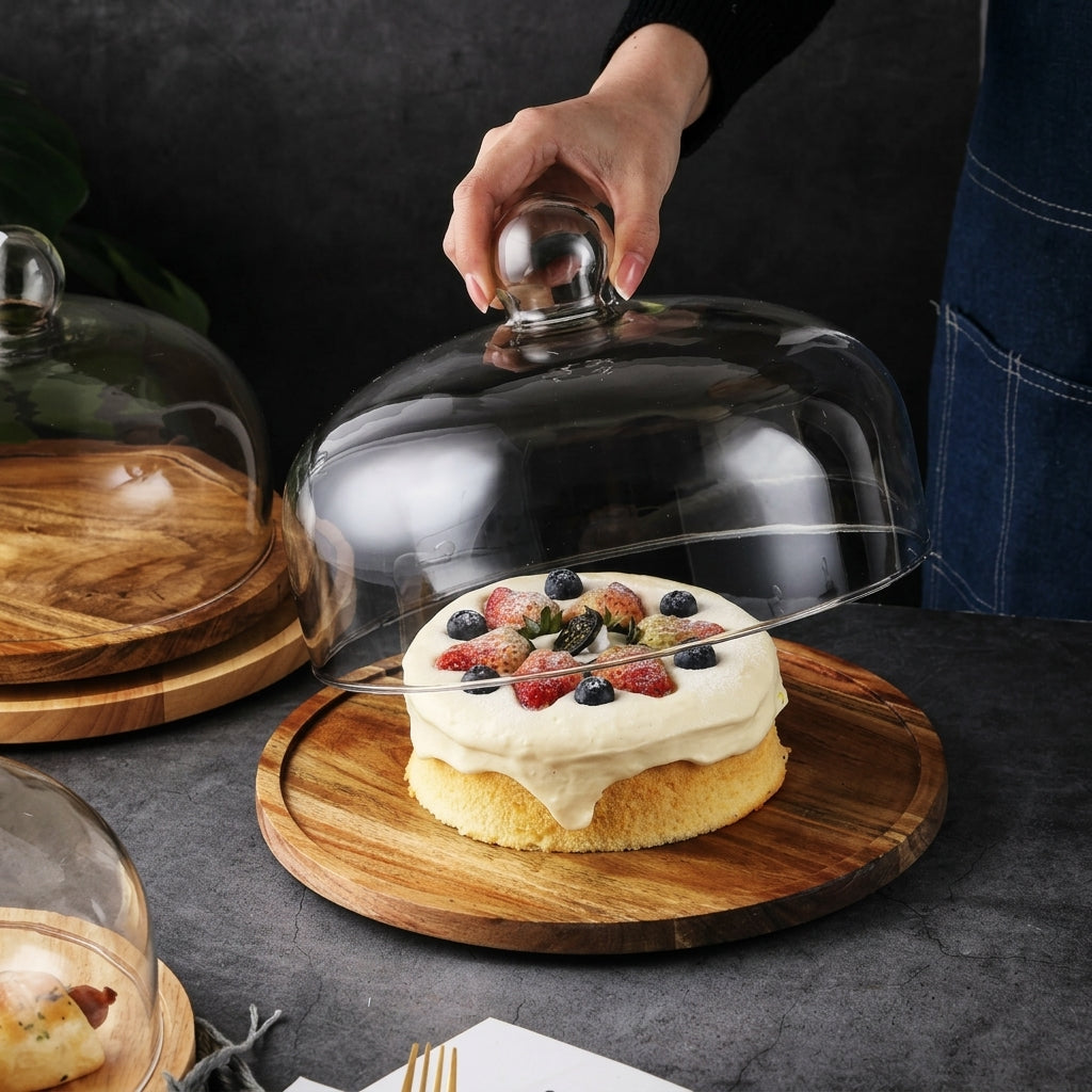 Cake Stand with Glass Dome for Sweets and Desserts
