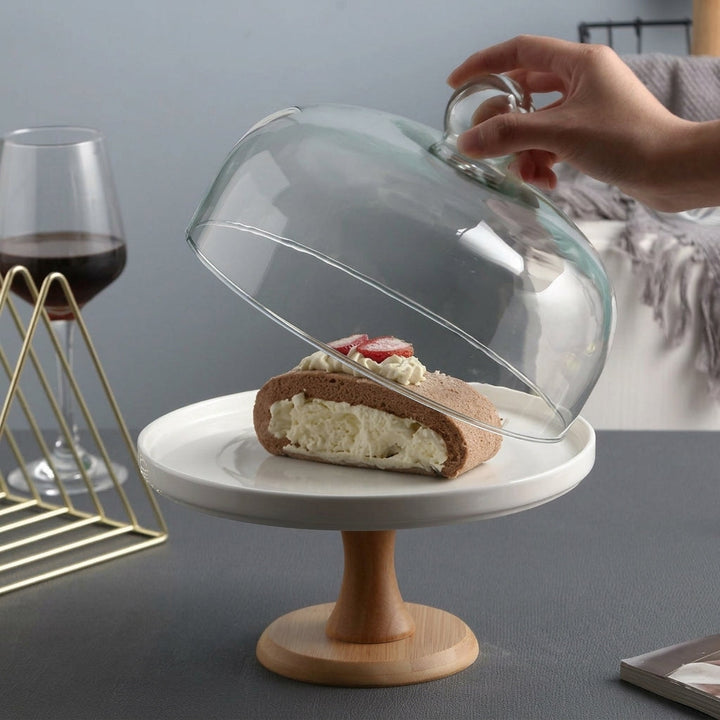 Cake Stand with Glass Dome for Sweets and Desserts
