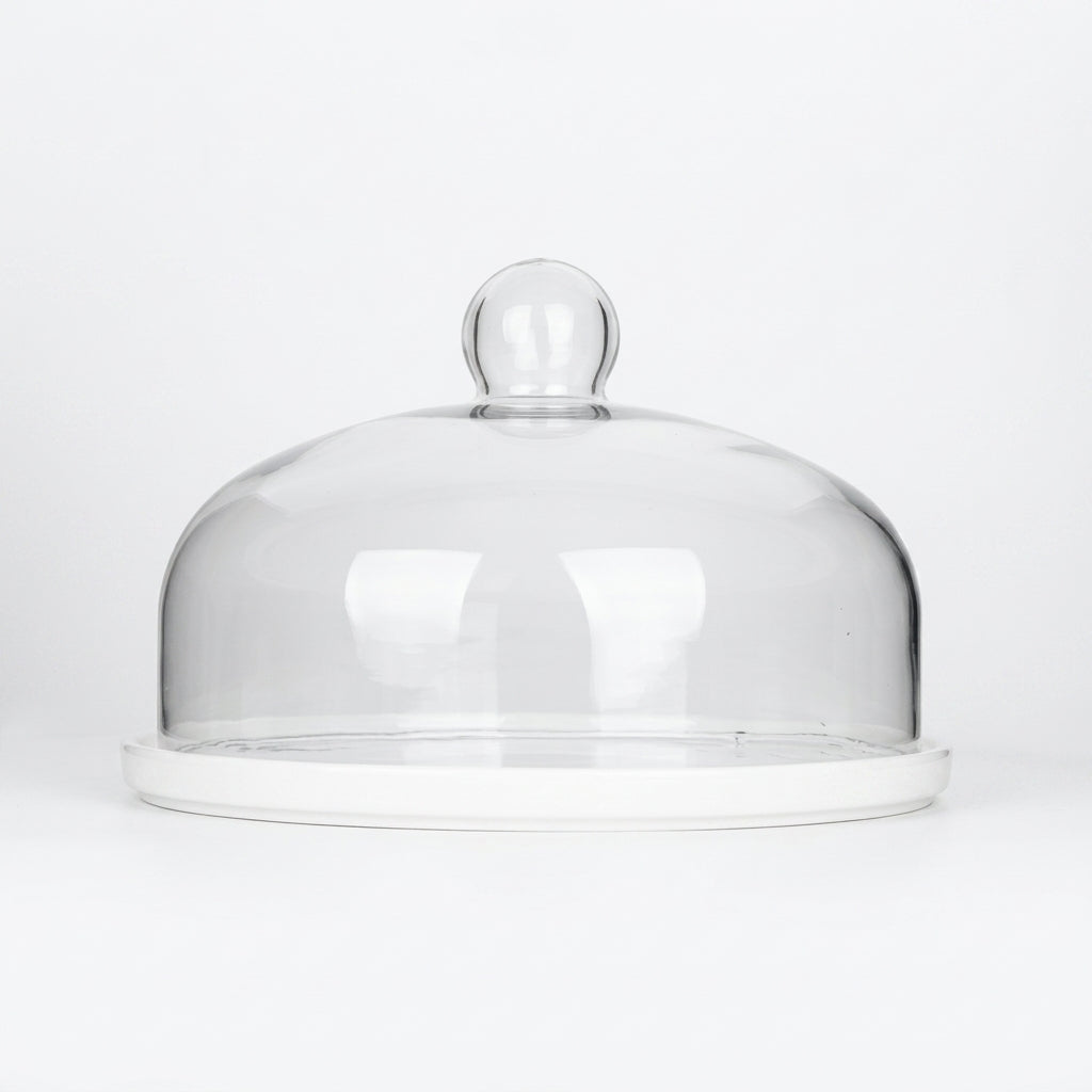 Cake Stand with Glass Dome for Sweets and Desserts