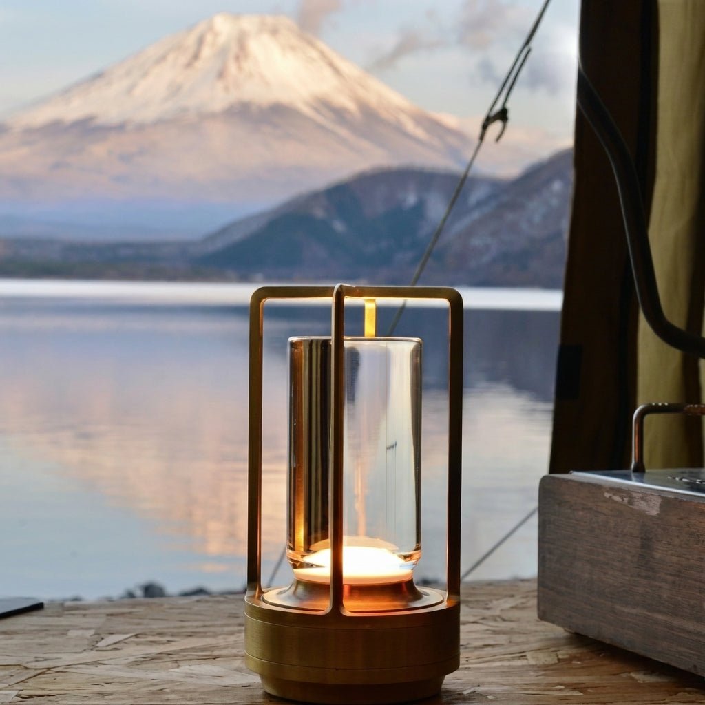 Vintage Portable Candlelight Lantern Table Lamp - Table Lamp - Gold - Seravelle Home