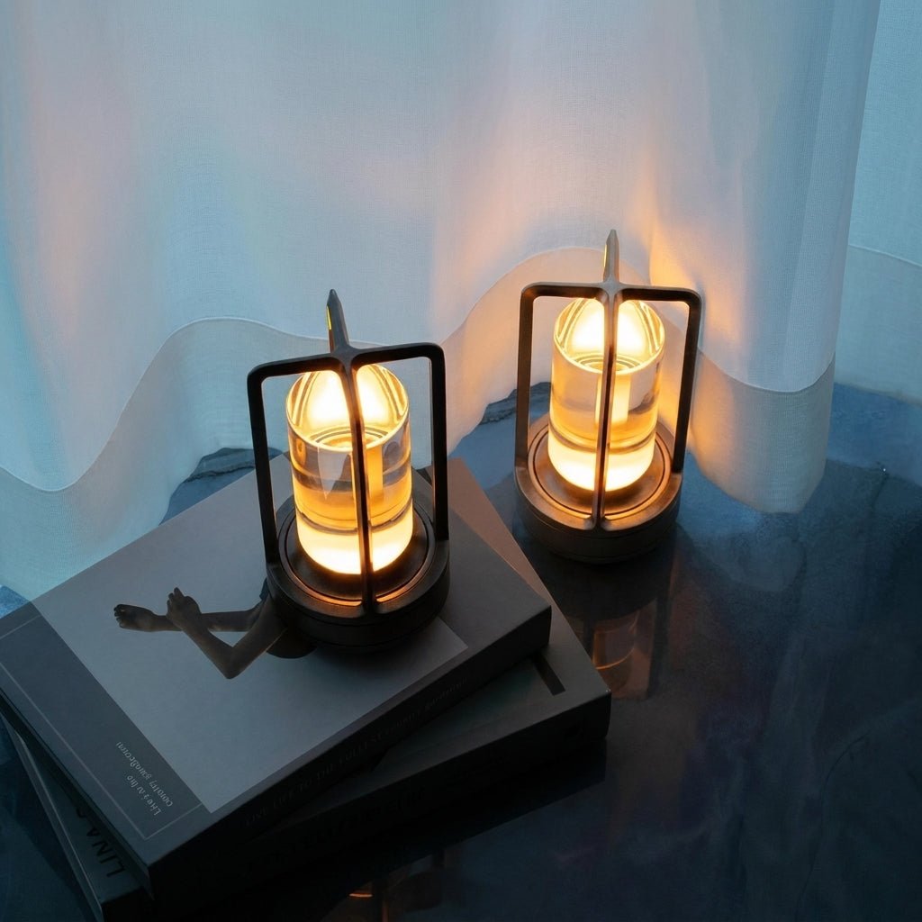 Vintage Portable Candlelight Lantern Table Lamp - Table Lamp - Gold - Seravelle Home