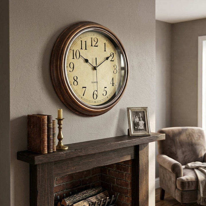 Wall Clock in Classic Vintage Design - Wall Clock - Brown - Seravelle Home