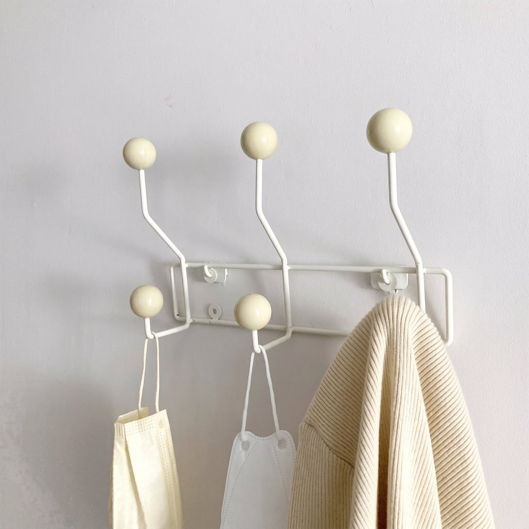 Wall - Mounted Rack with Ball Hooks - Wall Hook - White - Seravelle Home