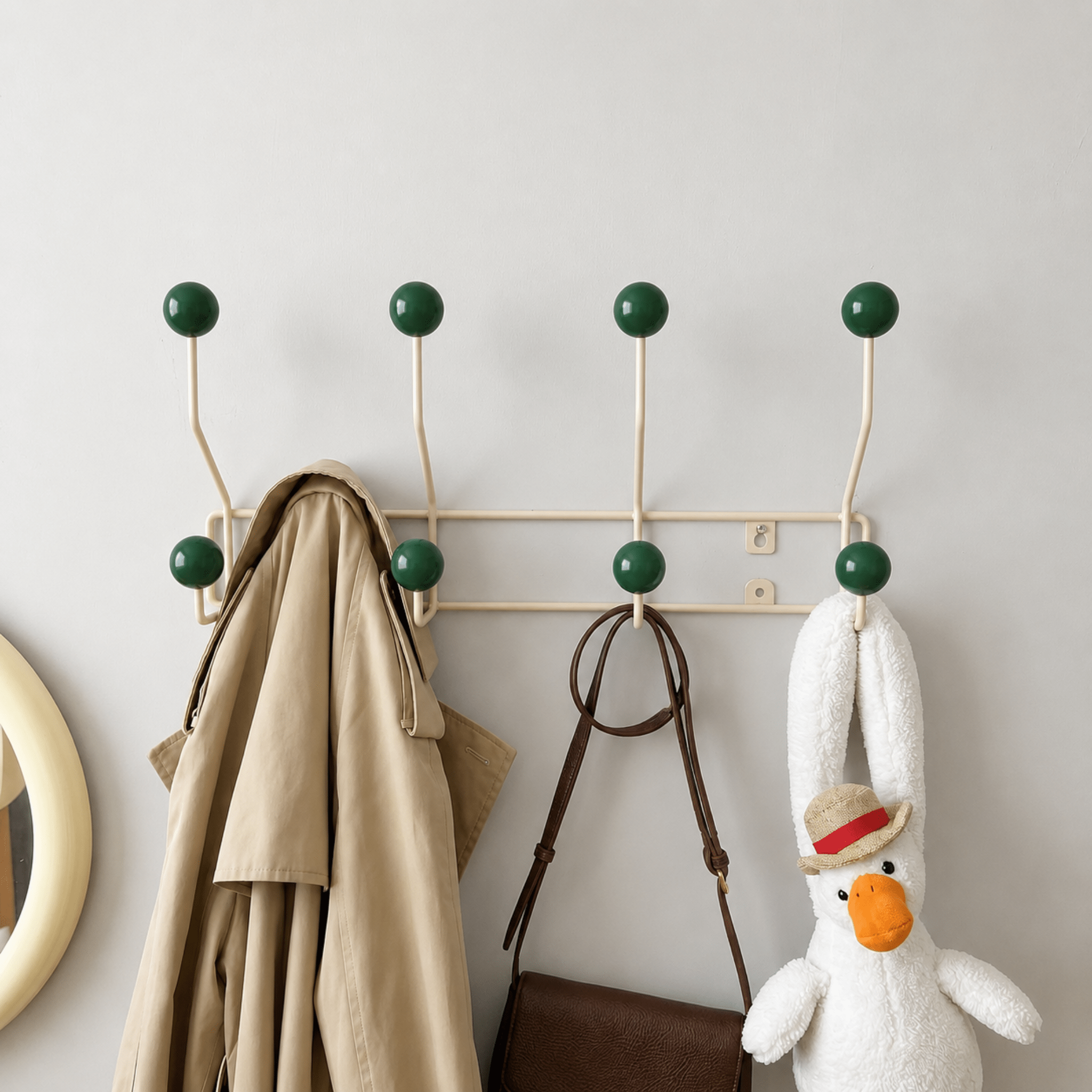 Wall-Mounted Rack with Ball Hooks - Wall Hook - Green - Seravelle Home