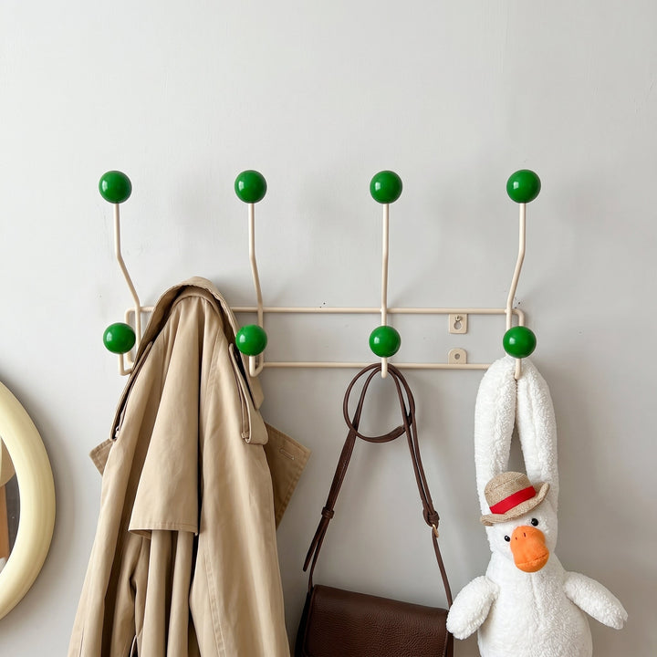 Wall - Mounted Rack with Ball Hooks - Wall Hook - Green - Seravelle Home