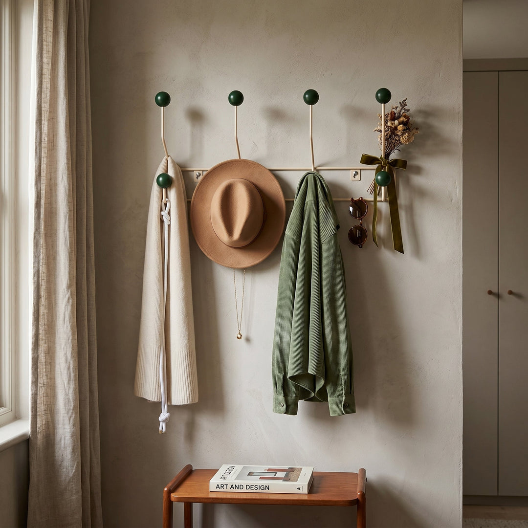 Wall - Mounted Rack with Ball Hooks - Wall Hook - Black - Seravelle Home