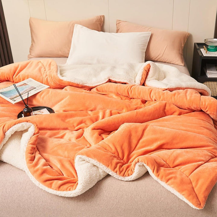 Warm and Soft Reversible Blanket - Blanket - Orange - Seravelle Home