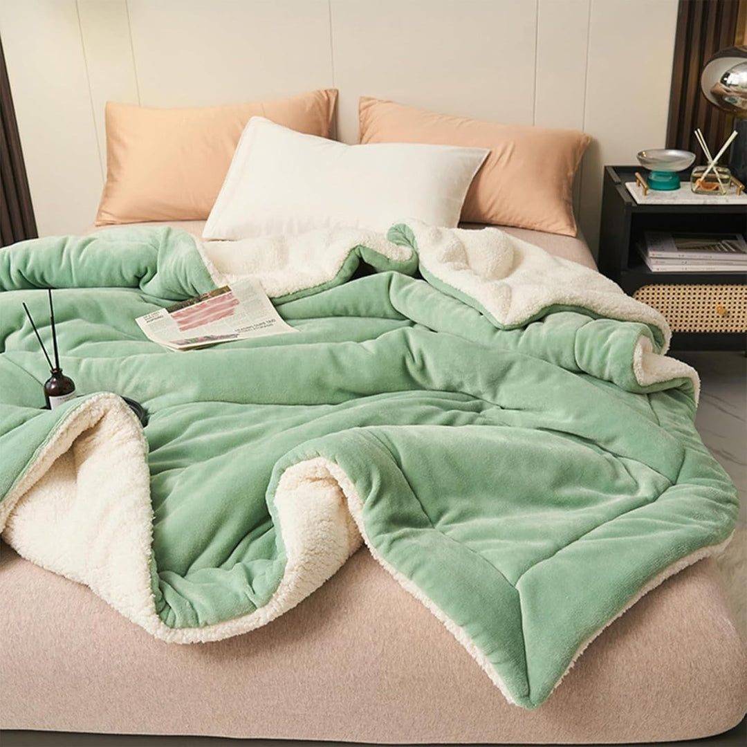 Warm and Soft Reversible Blanket - Blanket - Light Green - Seravelle Home