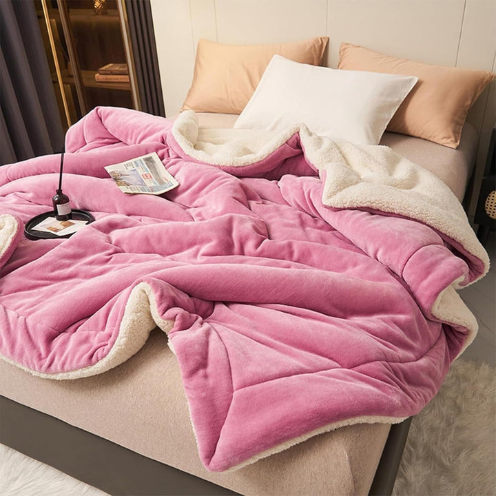 Warm and Soft Reversible Blanket - Blanket - Dark Pink - Seravelle Home