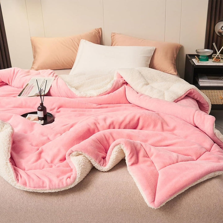 Warm and Soft Reversible Blanket - Blanket - Pink - Seravelle Home
