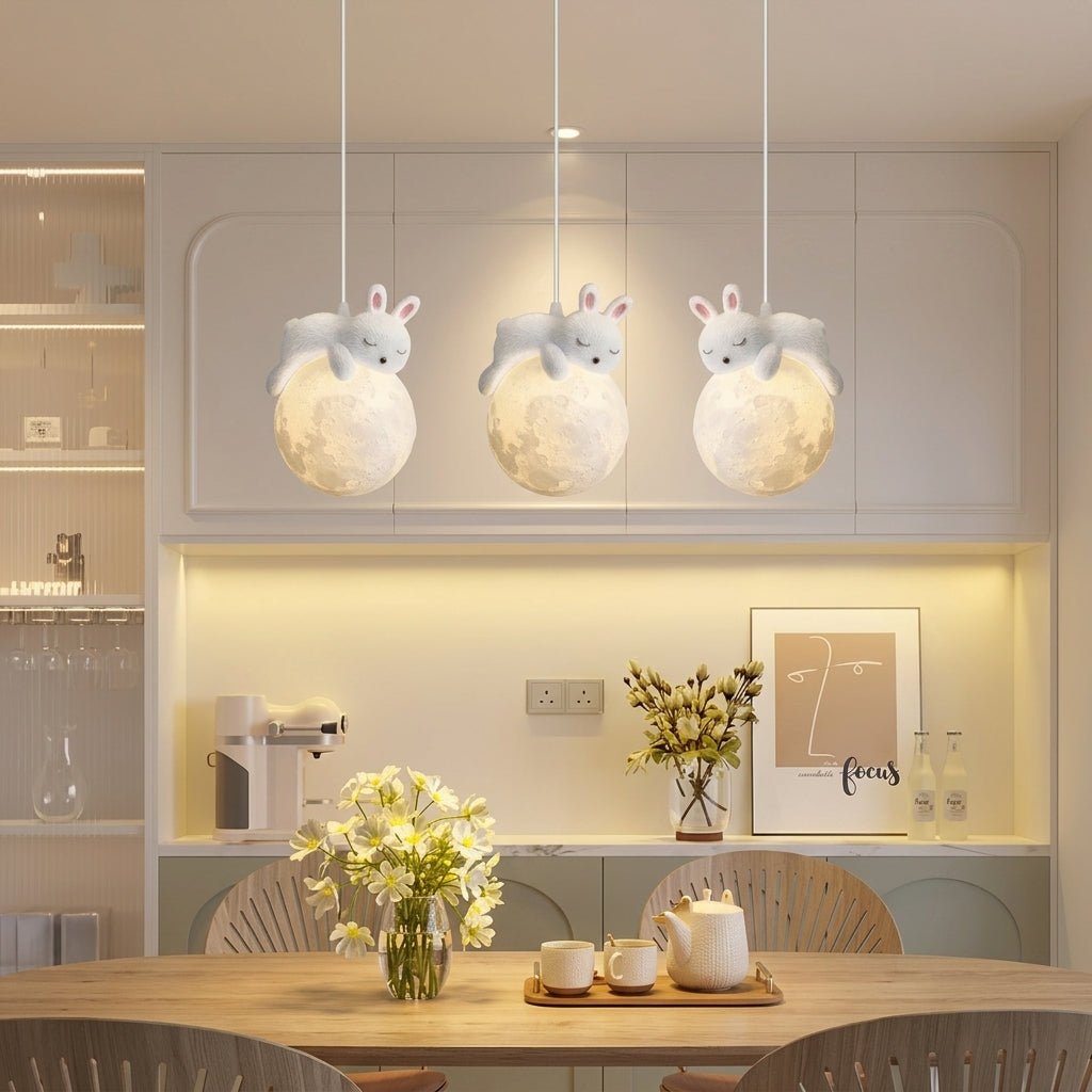 Warm Glow Cute Sleep Bear Moon Pendant Light - Pendant Light - Little Bear - Seravelle Home