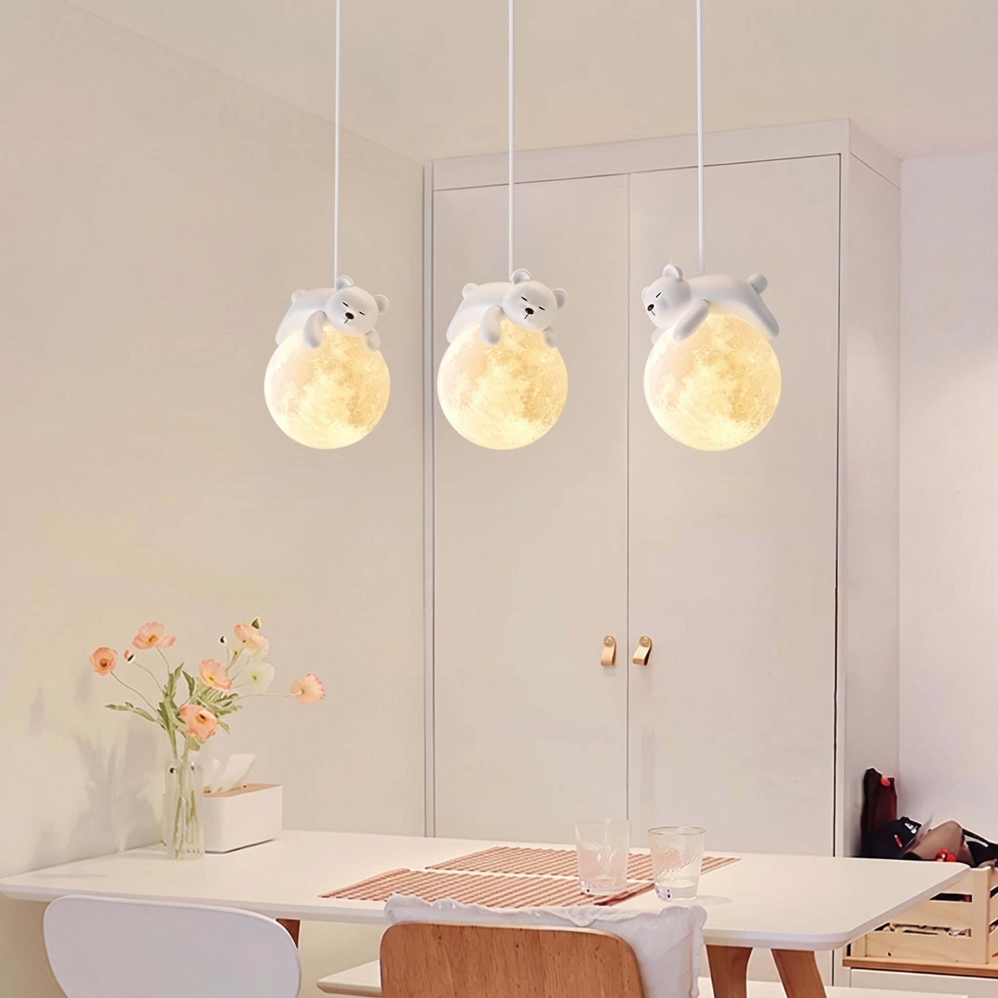 Warm Glow Cute Sleep Bear Moon Pendant Light - Pendant Light - Little Bear - Seravelle Home