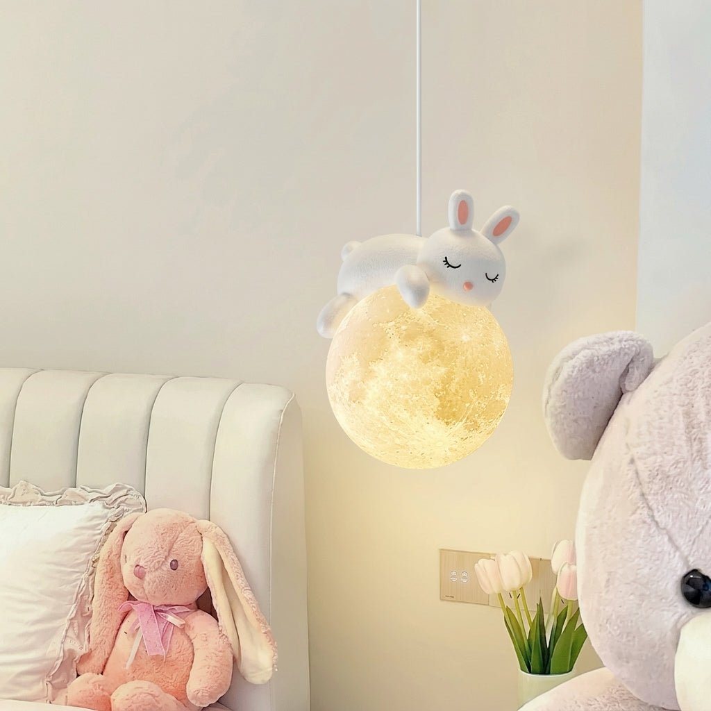 Warm Glow Cute Sleep Bear Moon Pendant Light - Pendant Light - Little Bear - Seravelle Home