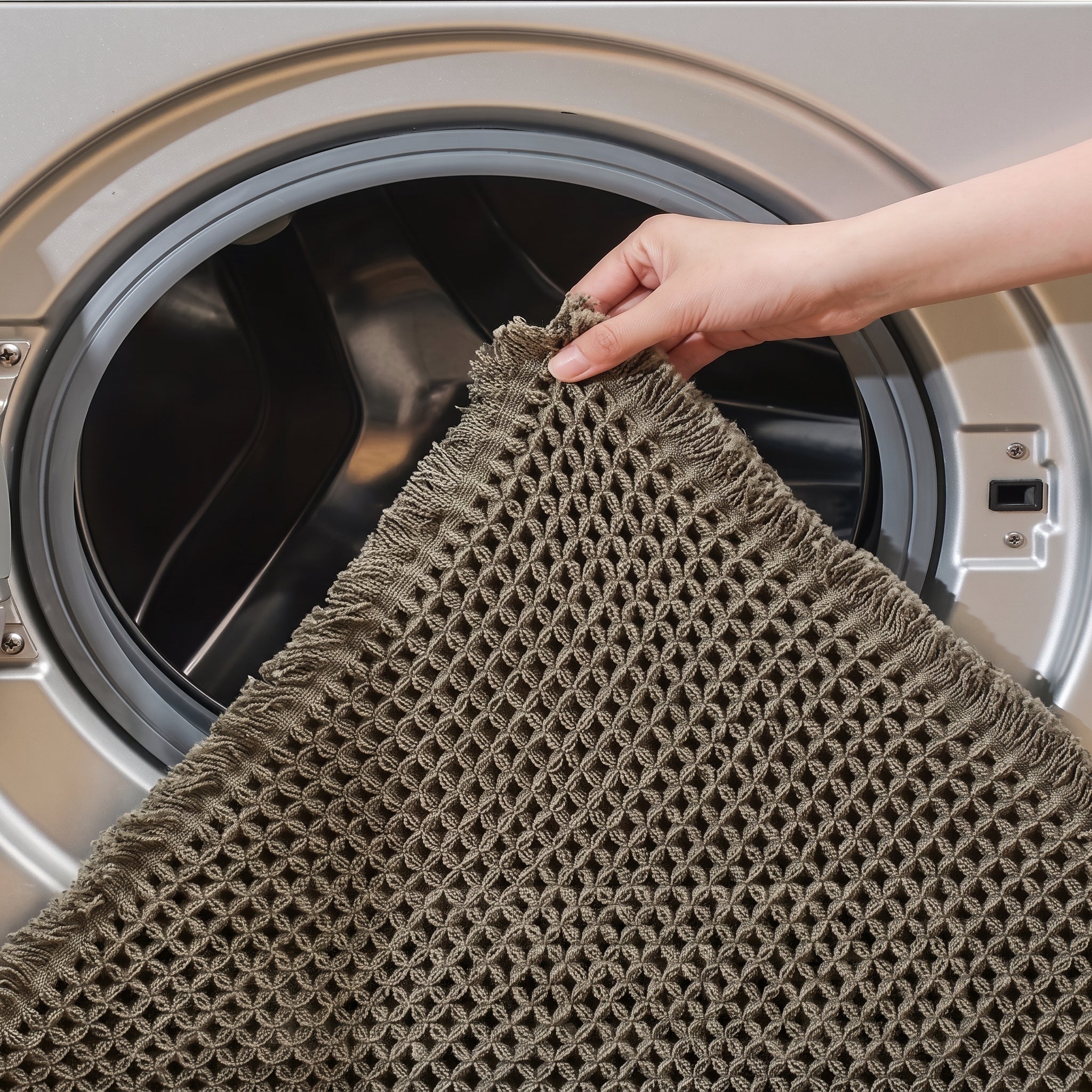 Washable Bathroom Rug with Waffle Design - Washable Rug - Green - Seravelle Home