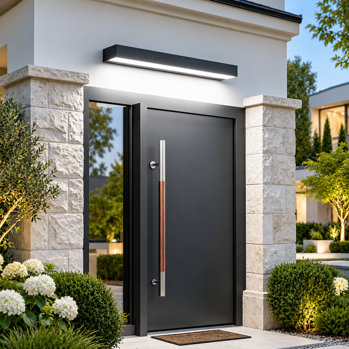 Modern Horizontal Linear LED Outdoor Wall Light for Porch Entryways