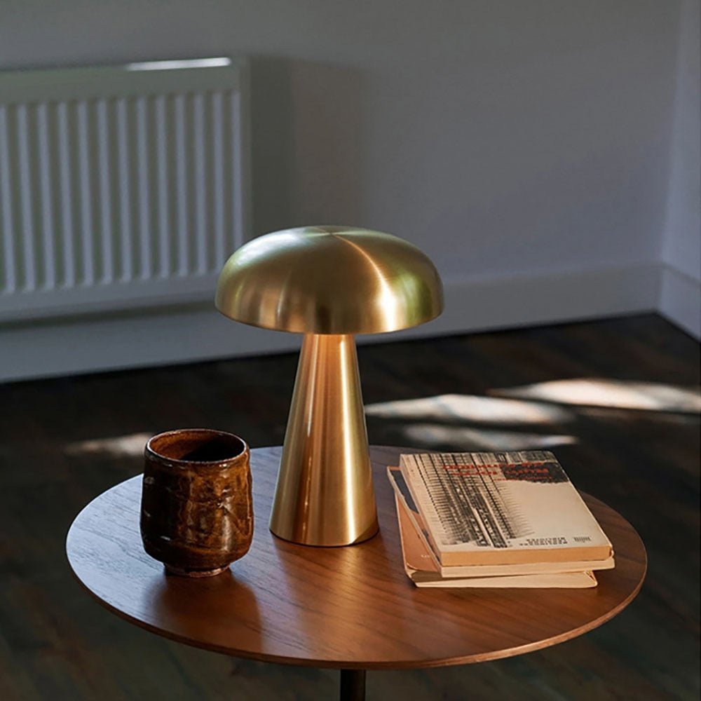 Wireless Mushroom Table Lamp in Metal for Indoor Use - Table Lamp - Gold - Seravelle Home