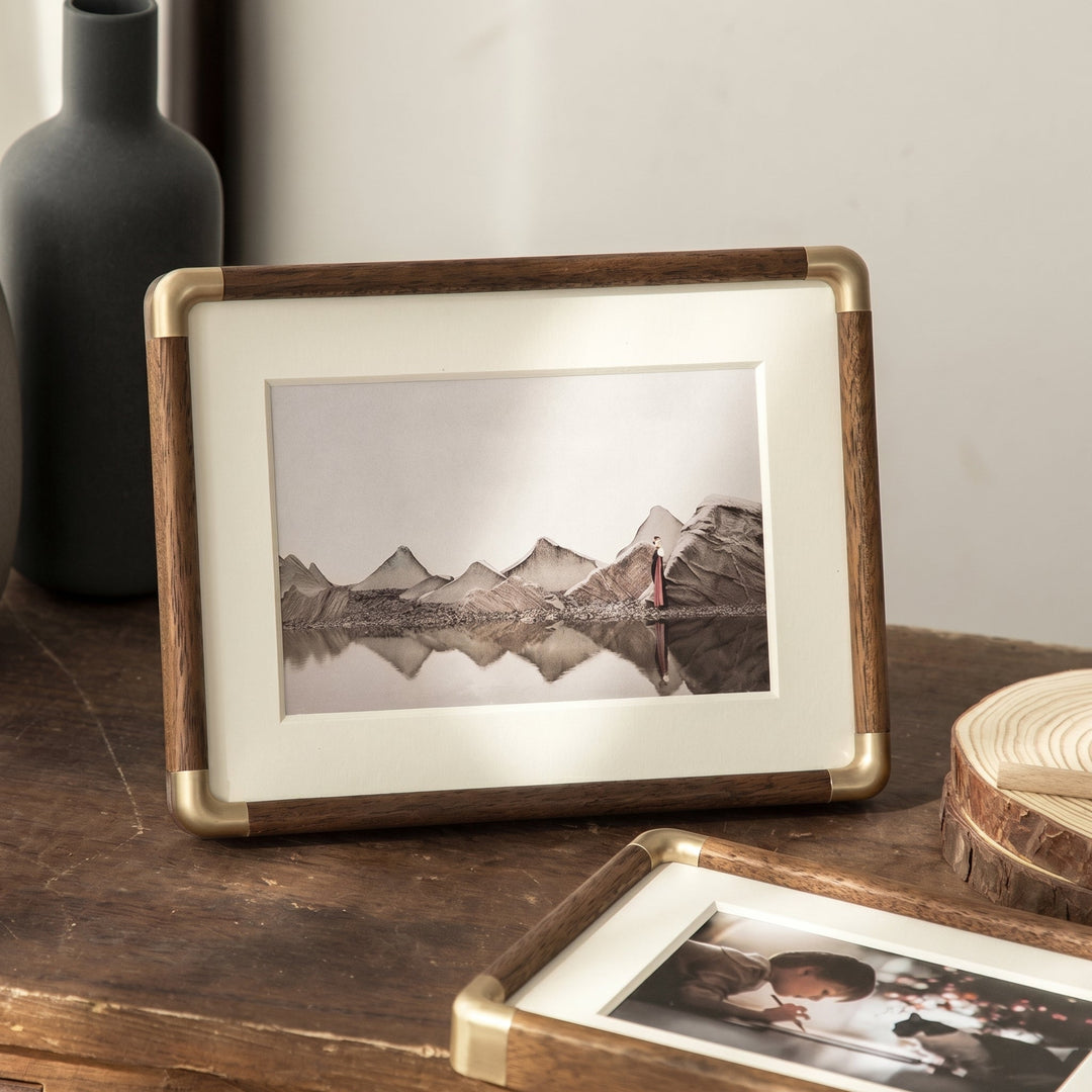 Wood Effect Photo Frame Table Stand - Photo Frame - Brown - Seravelle Home