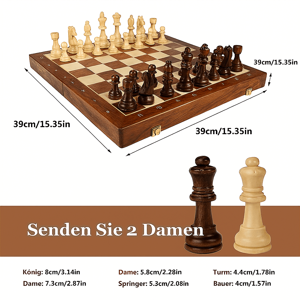 Wooden Chess Set Handmade with Storage Box - Chessboard - Seravelle Home