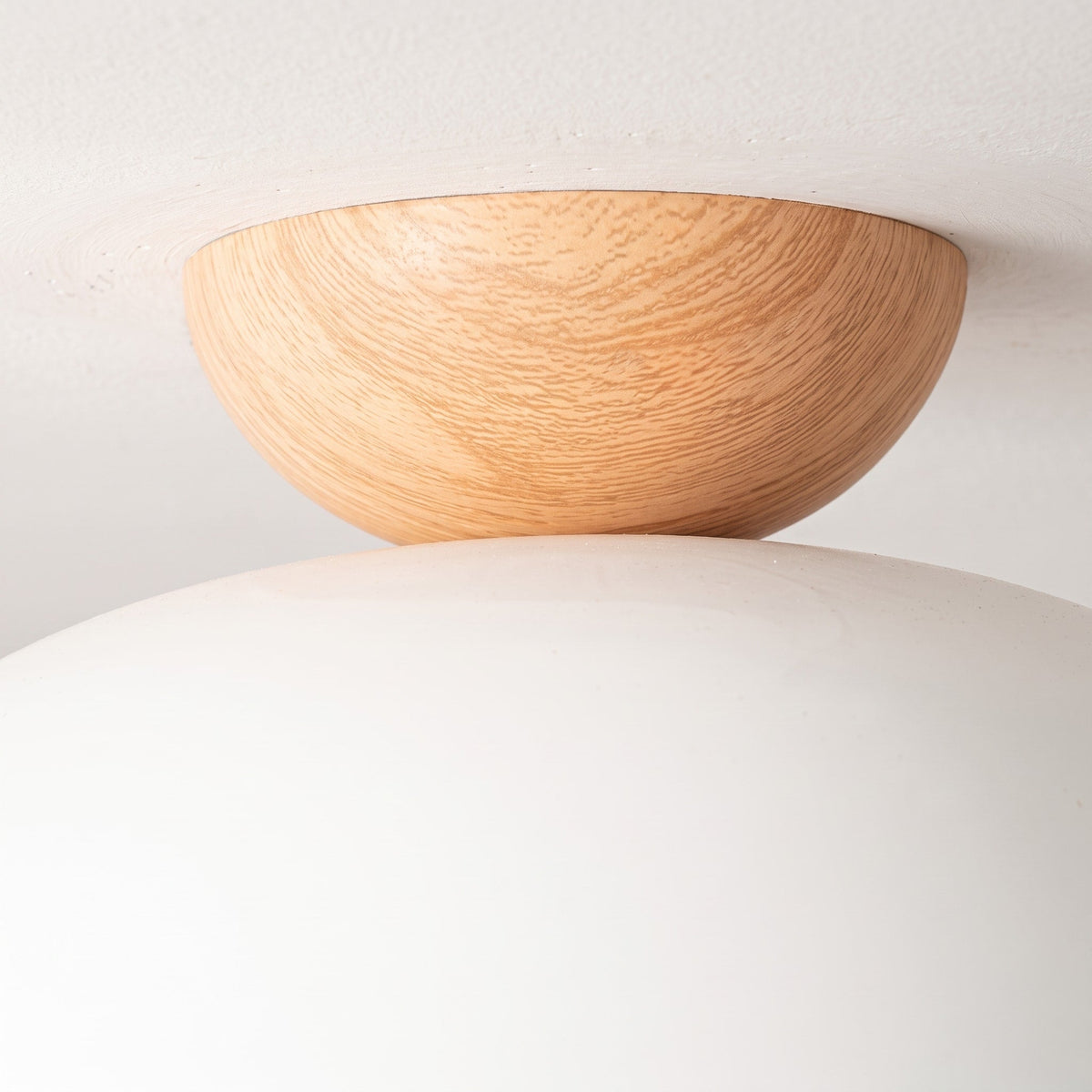 Wooden Dome Semi-Flush Ceiling Light - Ceiling Light Fixtures - White - Seravelle Home